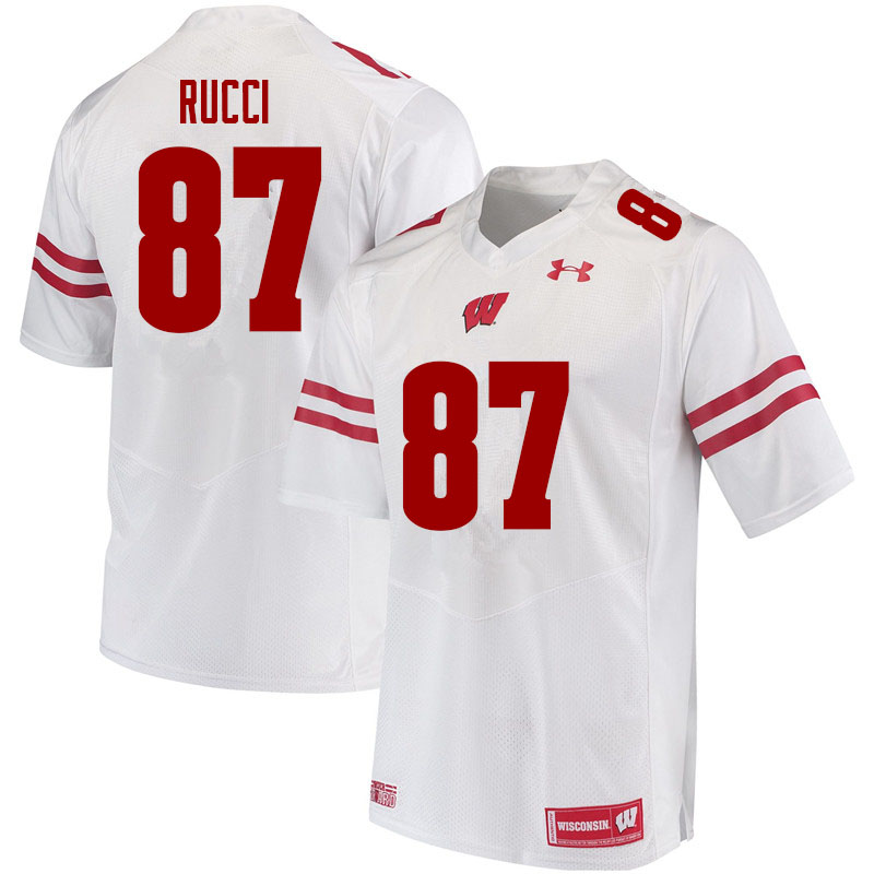 Men #87 Hayden Rucci Wisconsin Badgers College Football Jerseys Sale-White - Click Image to Close